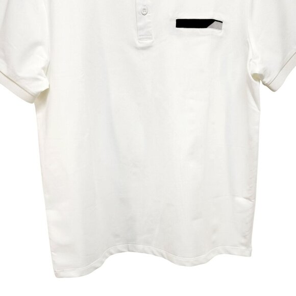 Mens White Polo Shirt With Black Trim Short Sleeve Button Collar Chest  Size S - Picture 6 of 8